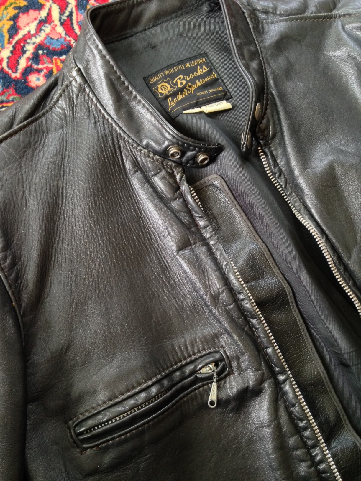 Vintage brooks leather outlet jacket