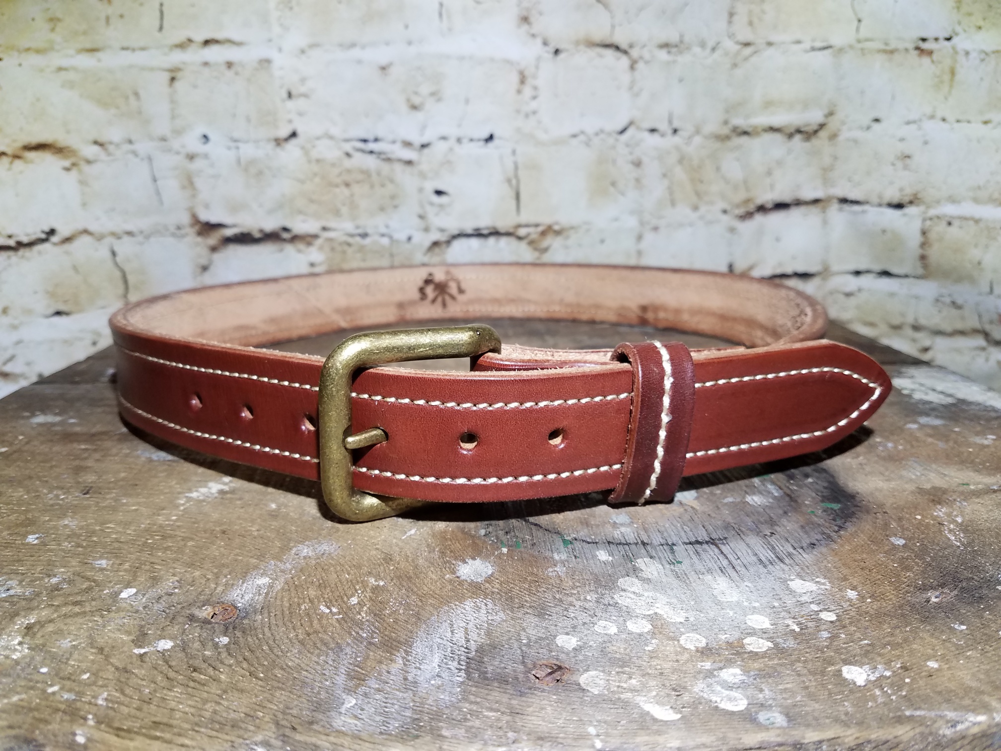 SUPER HEAVY DUTY STITCHED MENS LEATHER BELT: SIZE 38 TAN& BROWN | The ...