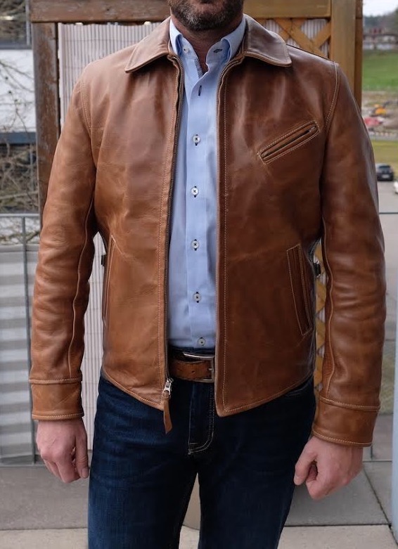 Half belt clearance leather jacket