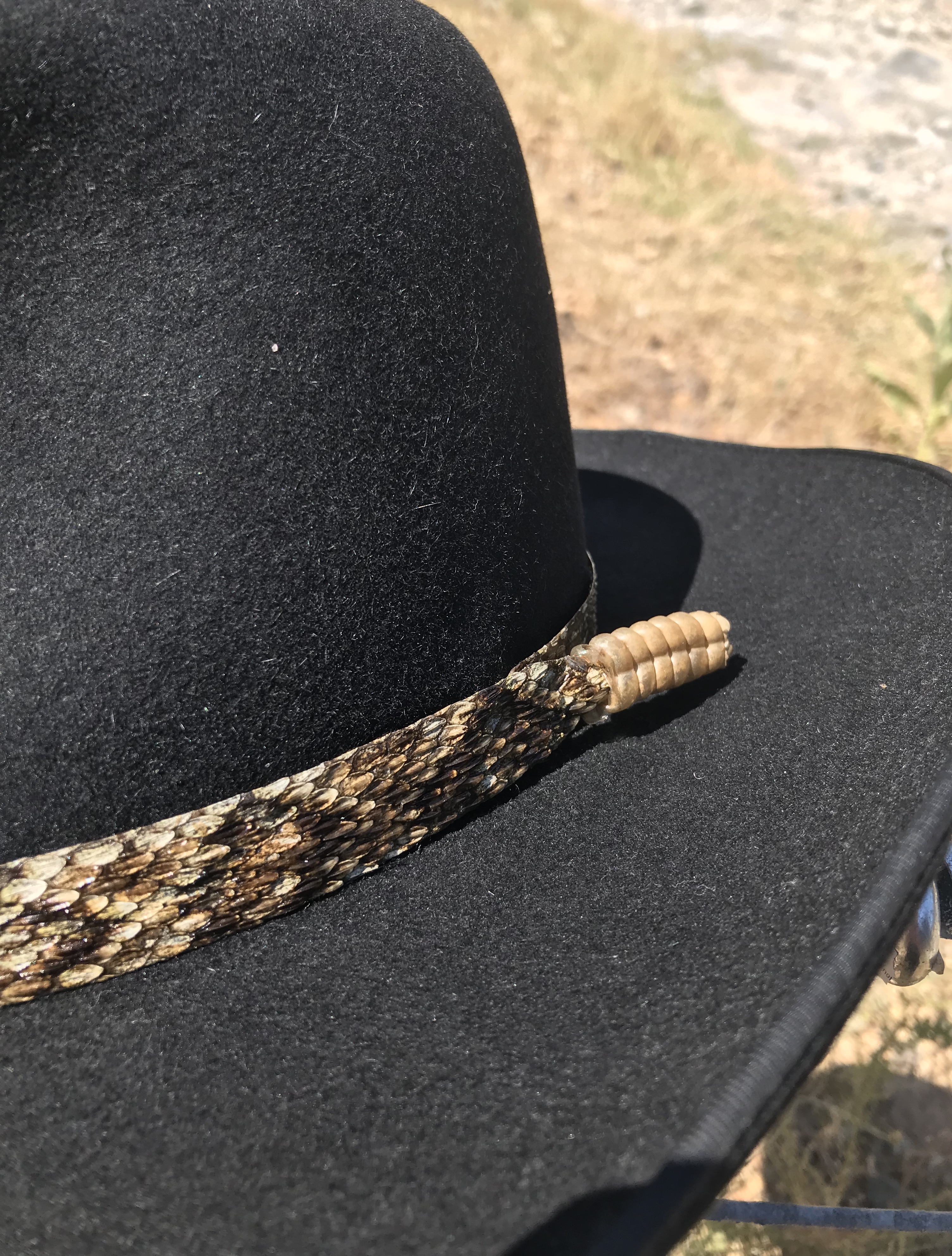 Genuine Rattlesnake Hat band with rattle.