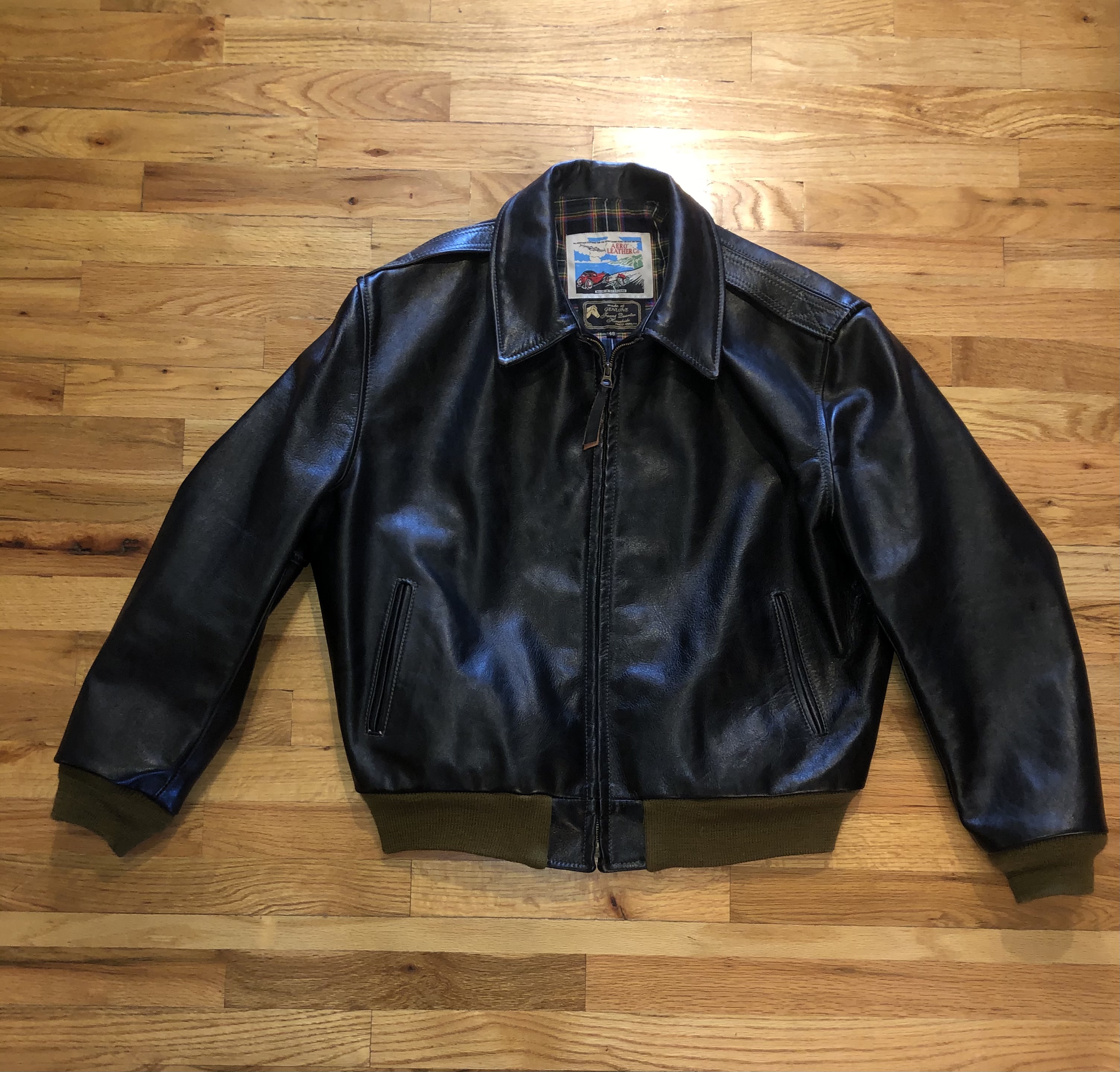 F/S Aero Happy Days Jacket size 48 Black Jerky Horsehide | The Fedora ...