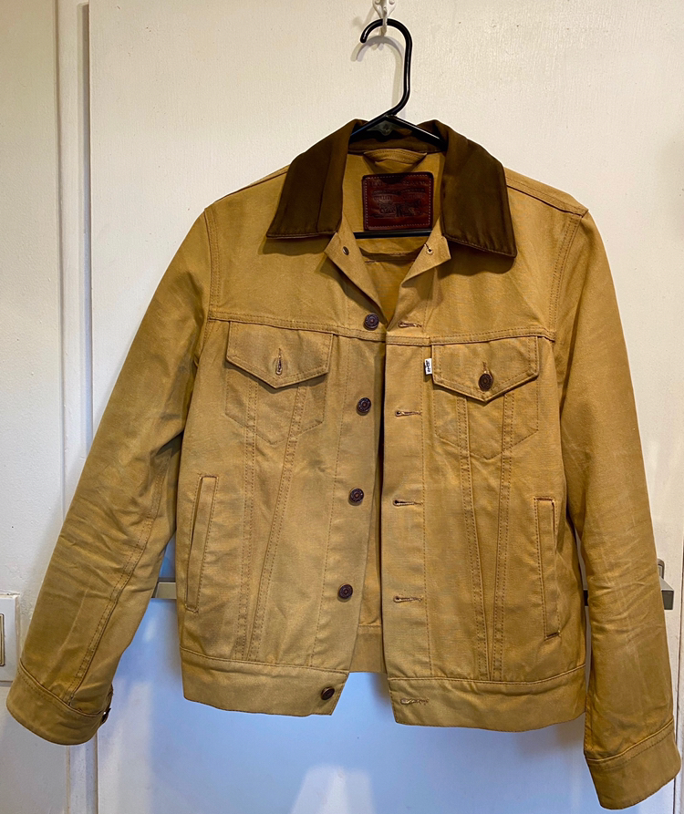 Levi's waxed shop canvas trucker jacket