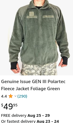 ECWCS GEN III LEVEL 3 USAF FLEECE JACKET (FOLIAGE) - Military Depot