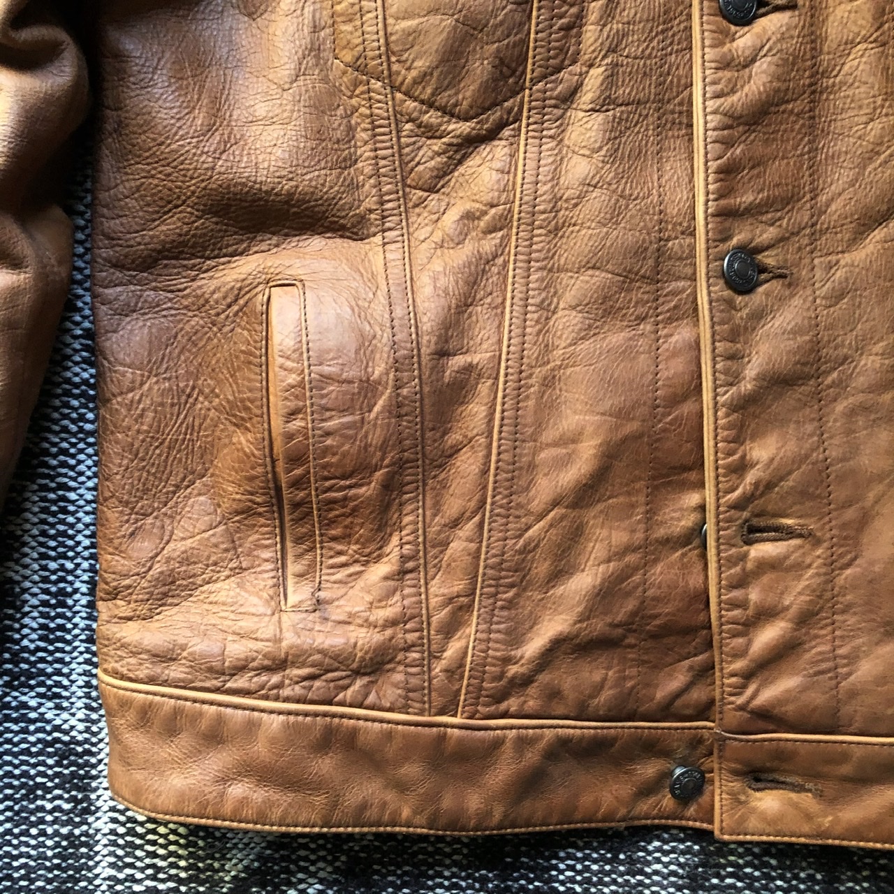 gap leather trucker jacket