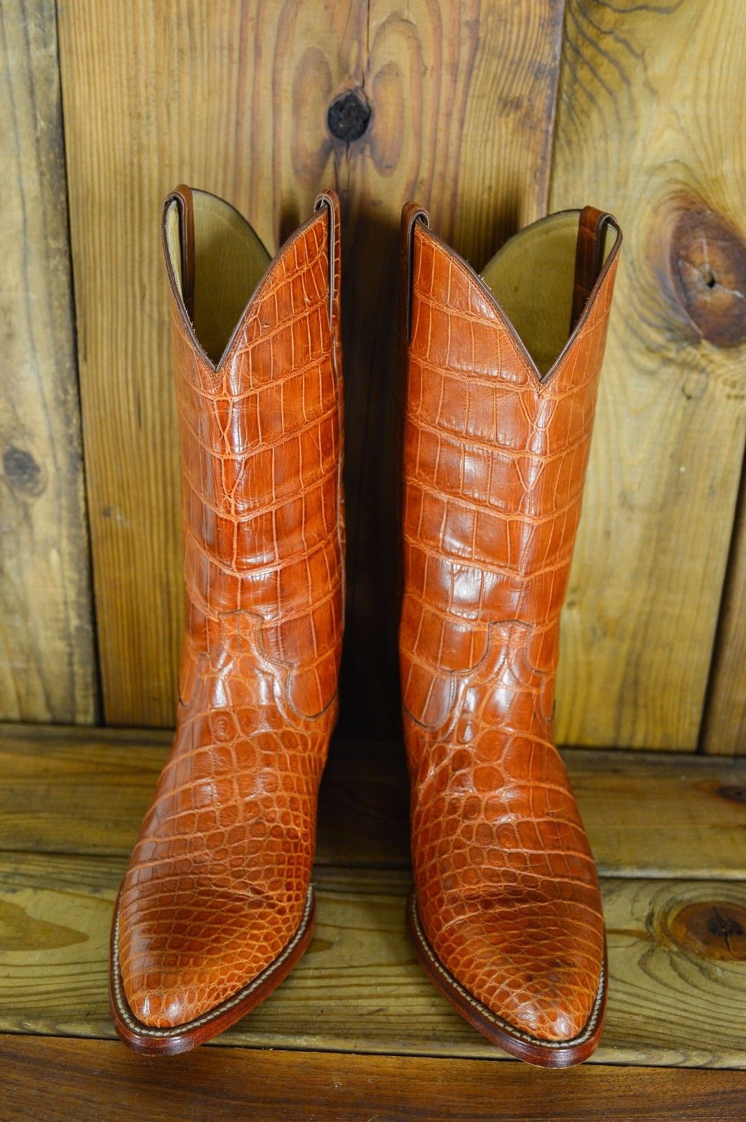 Cognac alligator store boots