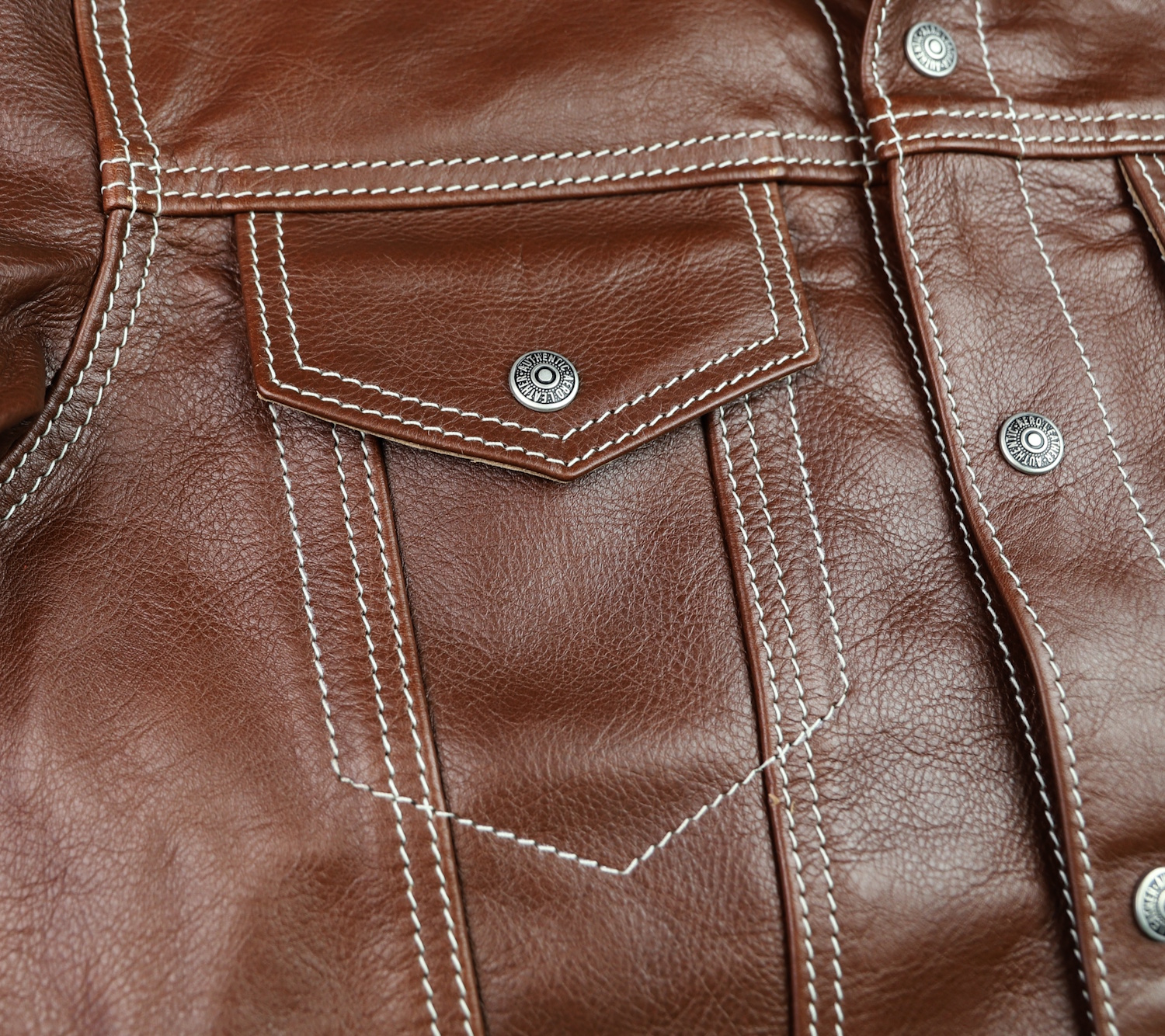 Aero 557XX Type 3 Jean Jacket Russet Vicenza Horsehide 7VW chest pocket.jpg