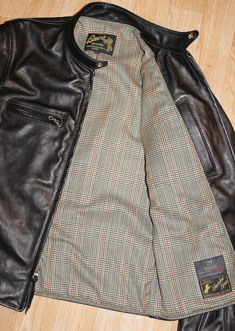 Aero Board Racer Buco J-100 Black Vicenza Horsehide Minto Check Tweed wool lining smaller.jpg