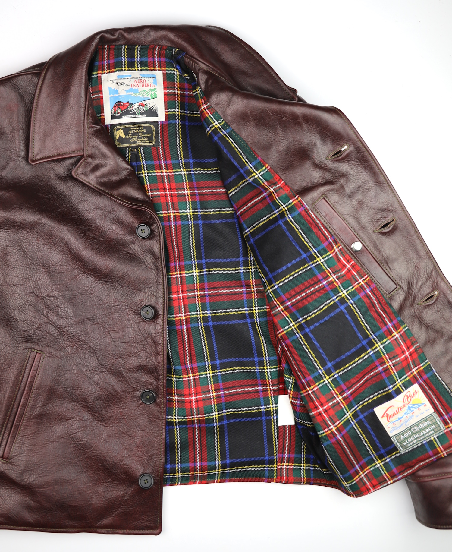 Aero Maxwell Tumbled Cordovan CXL FQHH Black Stewart tartan lining.jpg