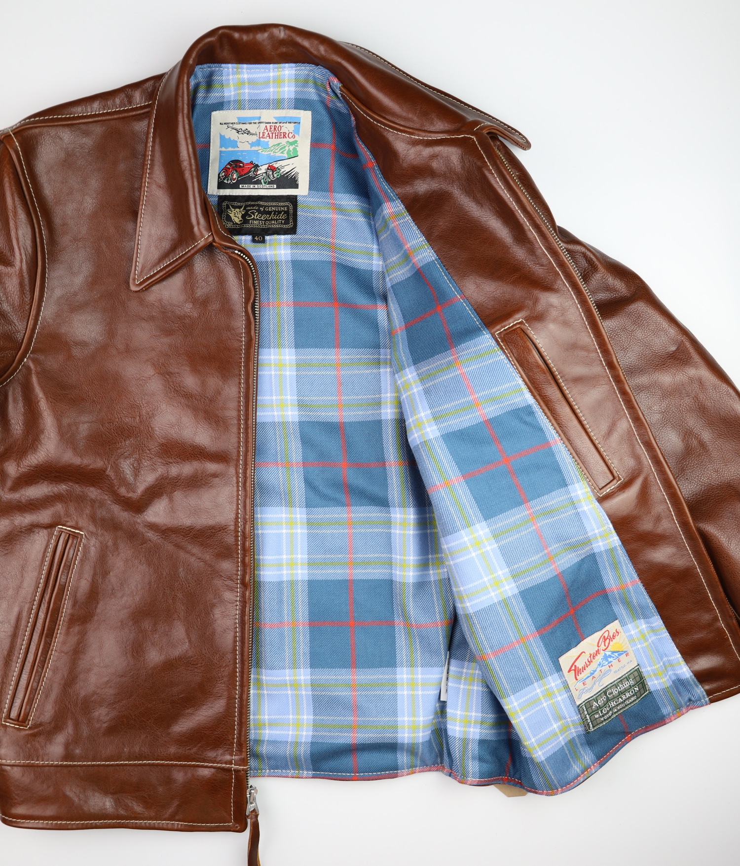 Aero Premier Highwayman Russet Badalassi Cowhide DR2 Musselburgh tartan lining.jpg