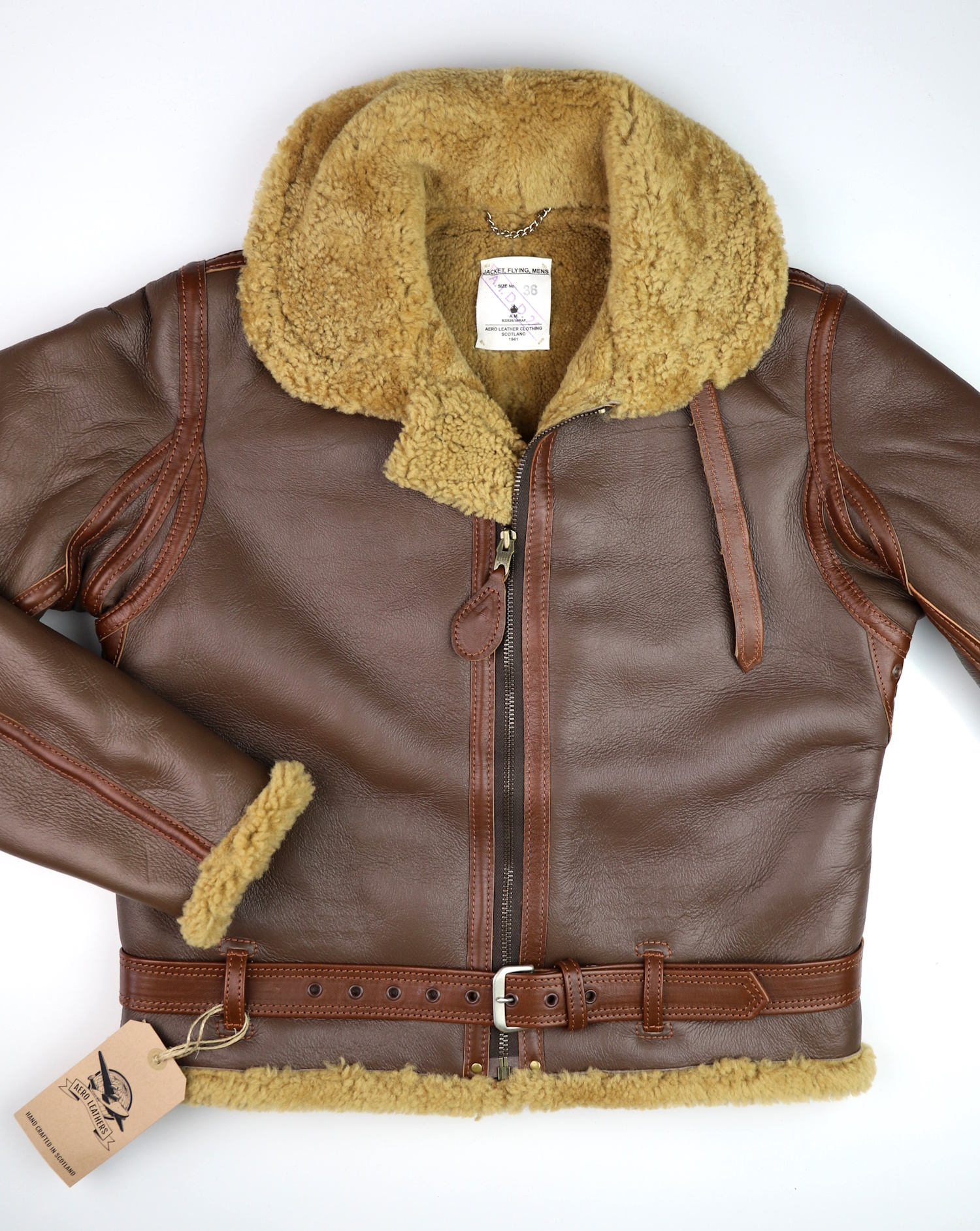 Aero RAF Russet Shearling Russet Vicenza trim front.jpg