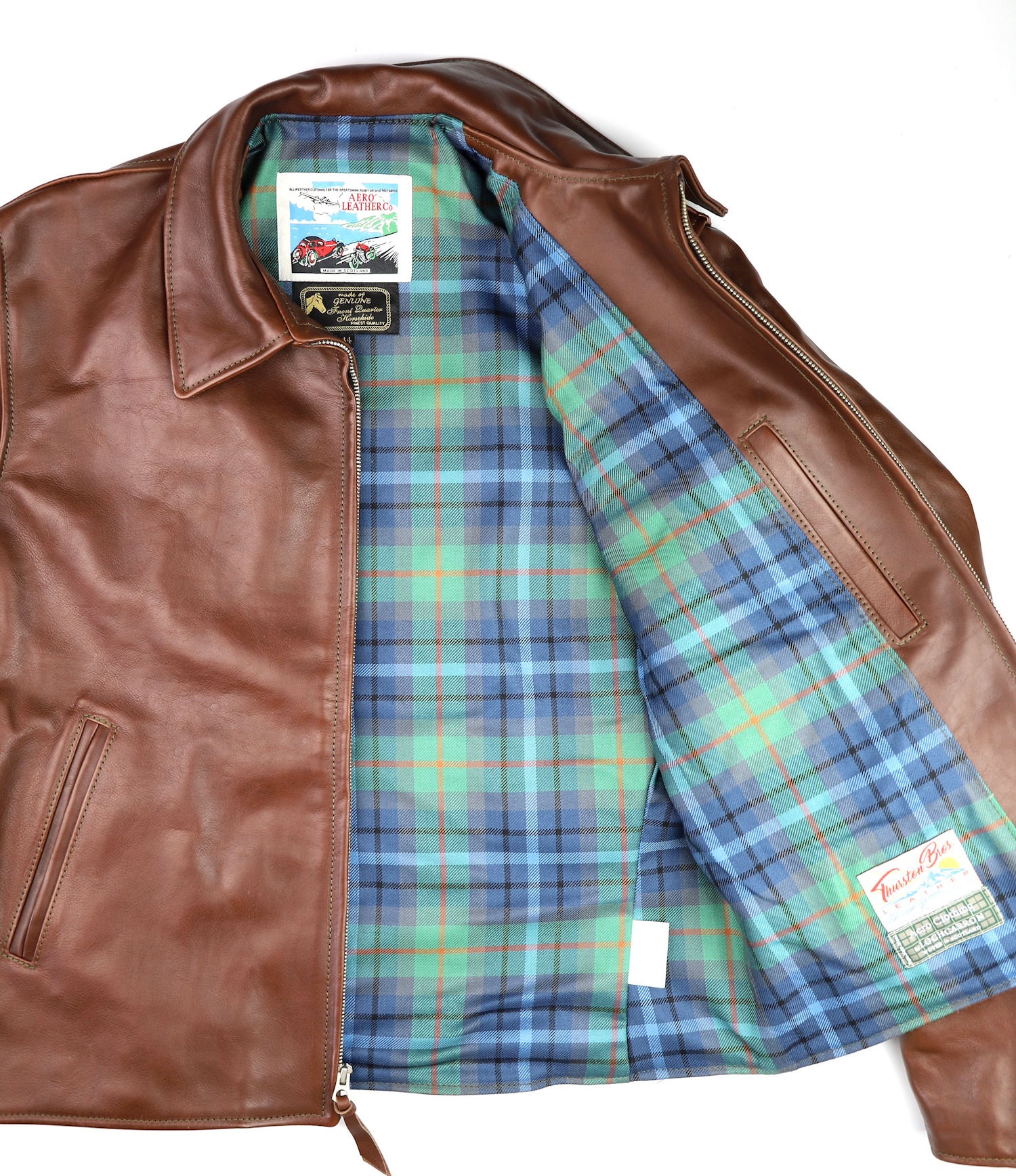 Aero Sheene Russet Vicenza Horsehide PS3 New York City tartan lining.jpg