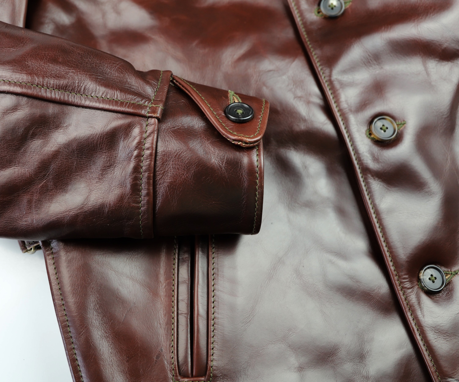 Aero Teamster Brown CXL Steerhide YV2 button cuff.jpg