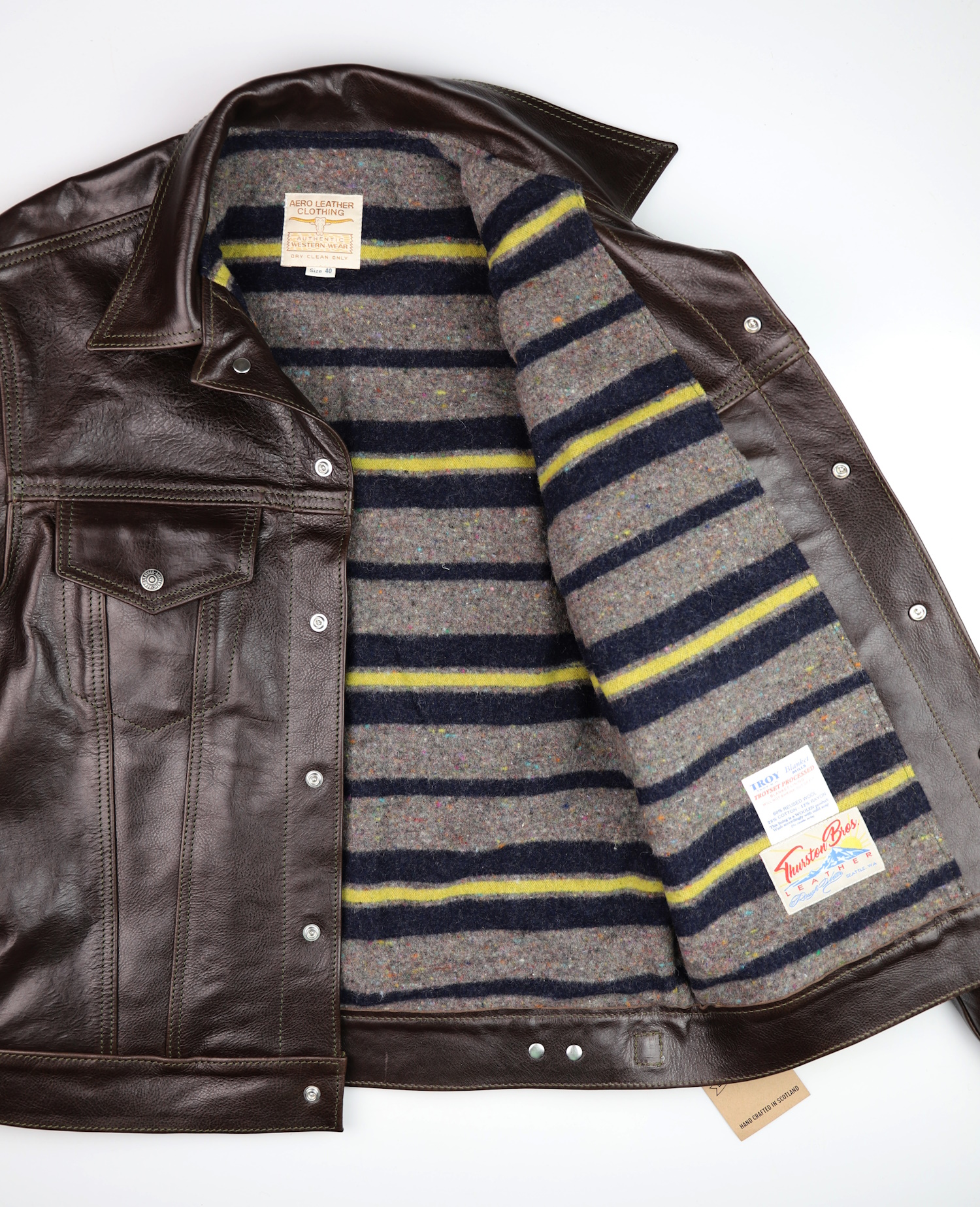 Aero Type 3 557XX Jean Jacket Chestnut Badalassi UH4 Troy blanket lining.jpg