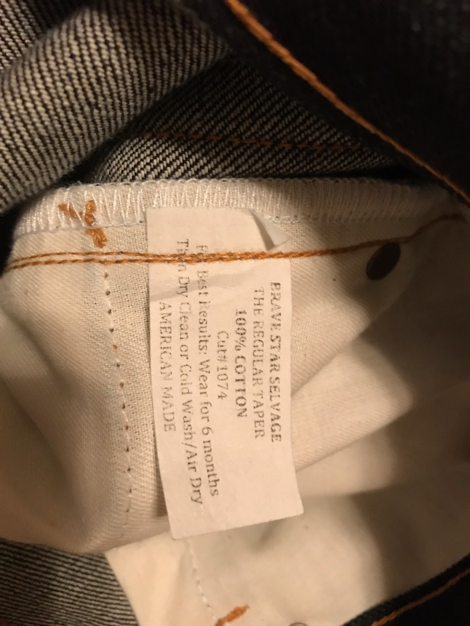 For Sale: Brave Star Raw Selvedge Regular Taper Cone Mills Denim Jeans  38x30 $50