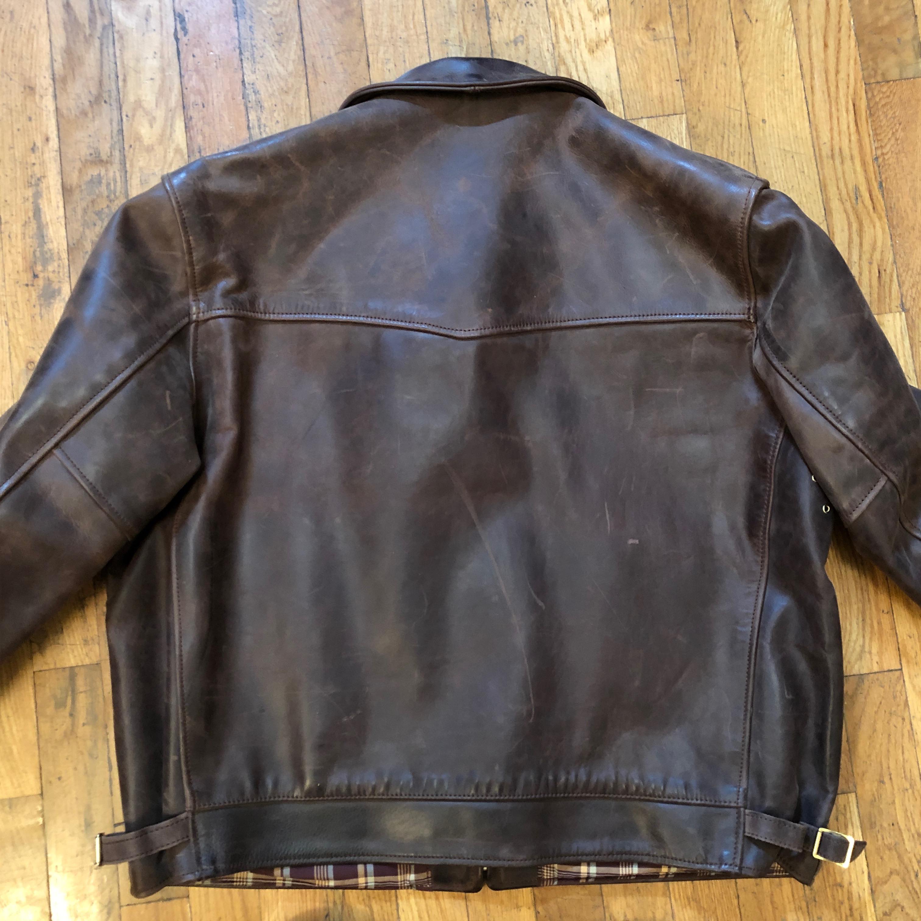 FS Aero Highwayman Pull_up Brown Leather Jacket Size 46 | The Fedora Lounge