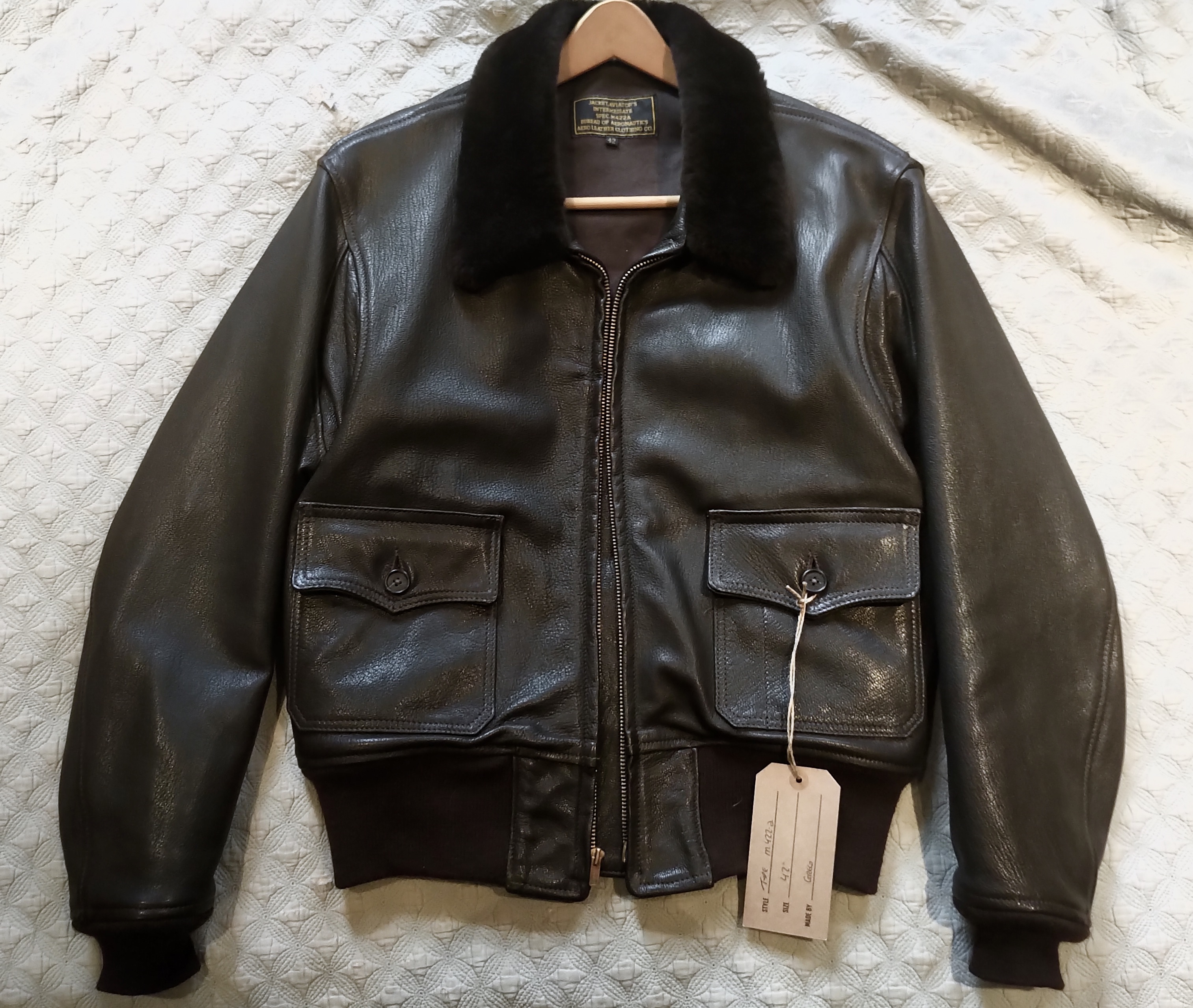 Aero Leather Jacket M422a G1 size 42 fits like 40 Extra thick Goathide ...