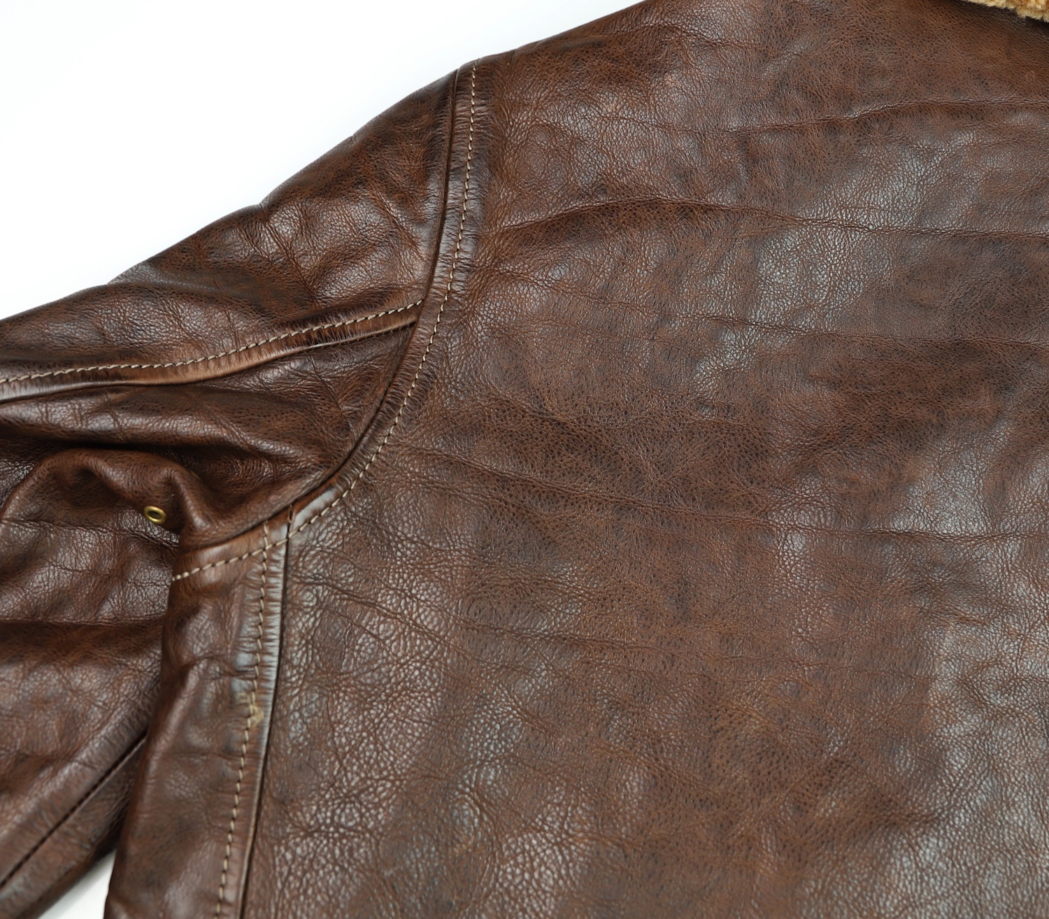 Thedi Markos Zip-Up Brown Canneto Cowhide Shearling collar upper back.jpg