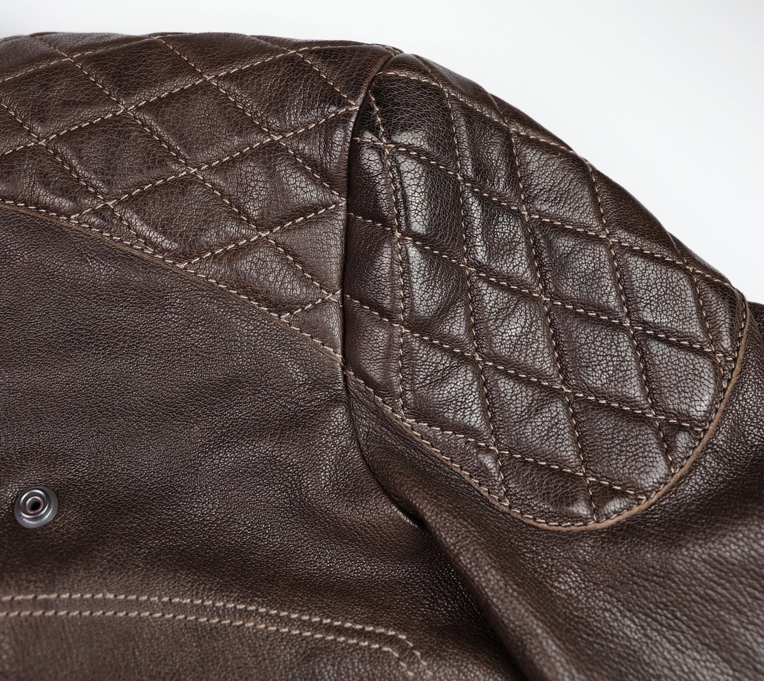 Thedi Maximos Cafe Racer Brown Calabria Goatskin Large shoulder quilting.jpg