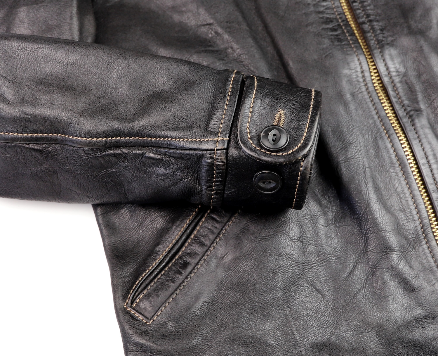 Thedi Memphis Black Teacore Bruciato Horsehide button cuff.jpg